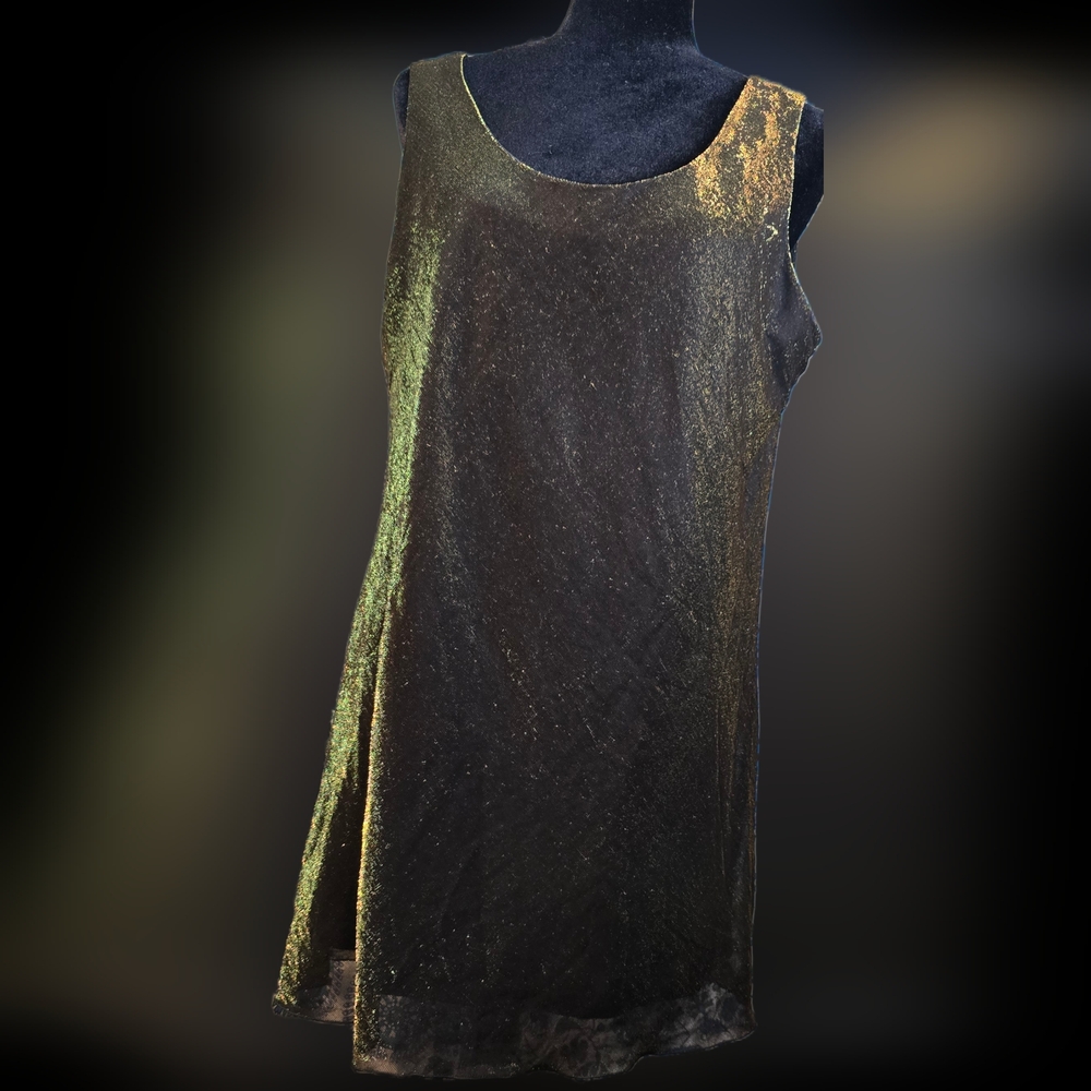 Shimmery Gold Sleeveless Slip On Mini Party Dress SZ 16